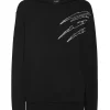 Philipp Plein Cotton Hoodie Sweatshirt LS Lamina Scratch black/silver Fashion