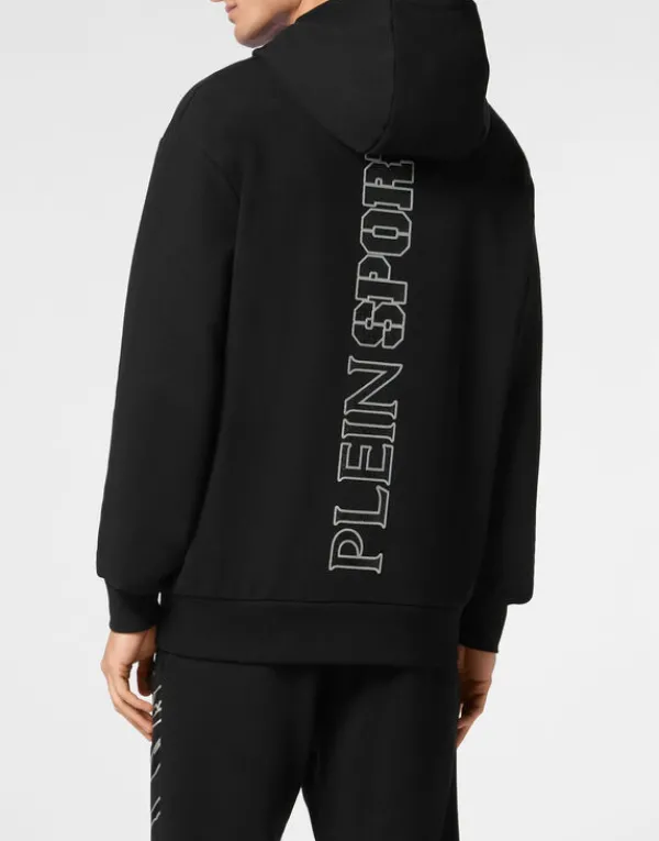 cotton_hoodie_sweatshirt__2.webp Philipp Plein Cotton Hoodie Sweatshirt LS Lamina Scratch black/silver Fashion