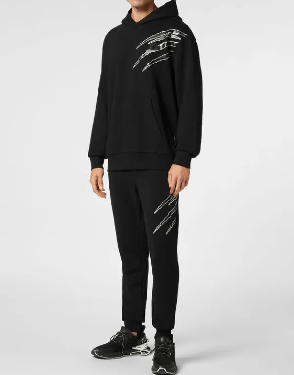 cotton_hoodie_sweatshirt__3.webp Philipp Plein Cotton Hoodie Sweatshirt LS Lamina Scratch black/silver Fashion