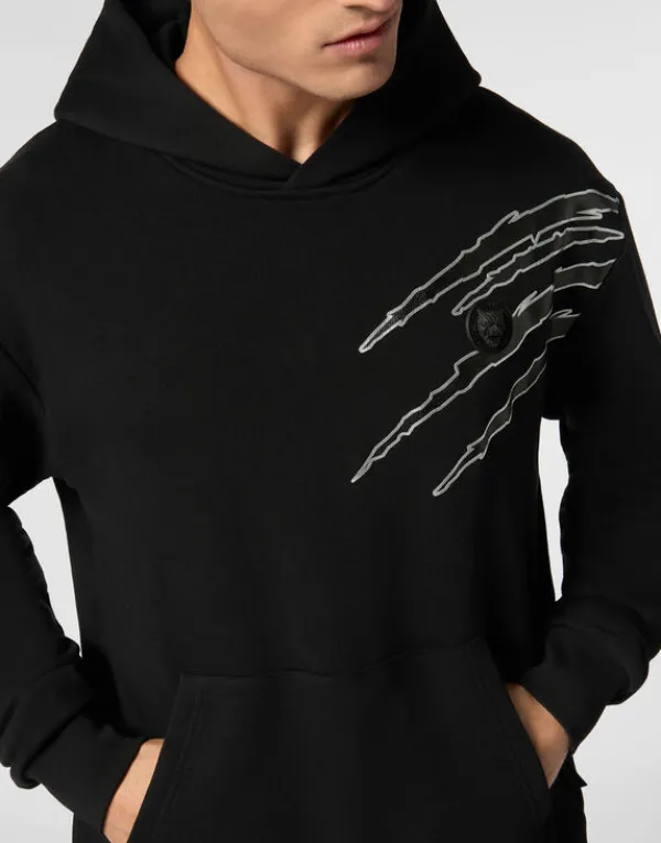 cotton_hoodie_sweatshirt__4.webp Philipp Plein Cotton Hoodie Sweatshirt LS Lamina Scratch black/silver Fashion