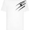 Philipp Plein Cotton T-shirt Round Neck SS Lamina Scratch white/silver Sale