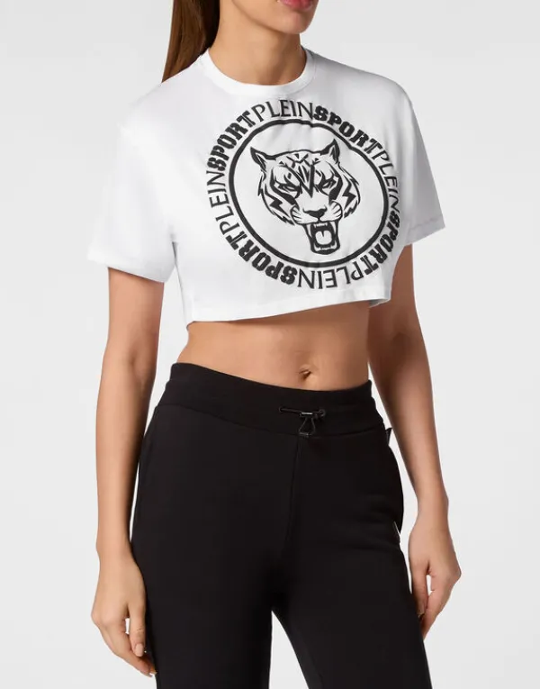Philipp Plein Crop T-shirt Round Neck SS white Hot