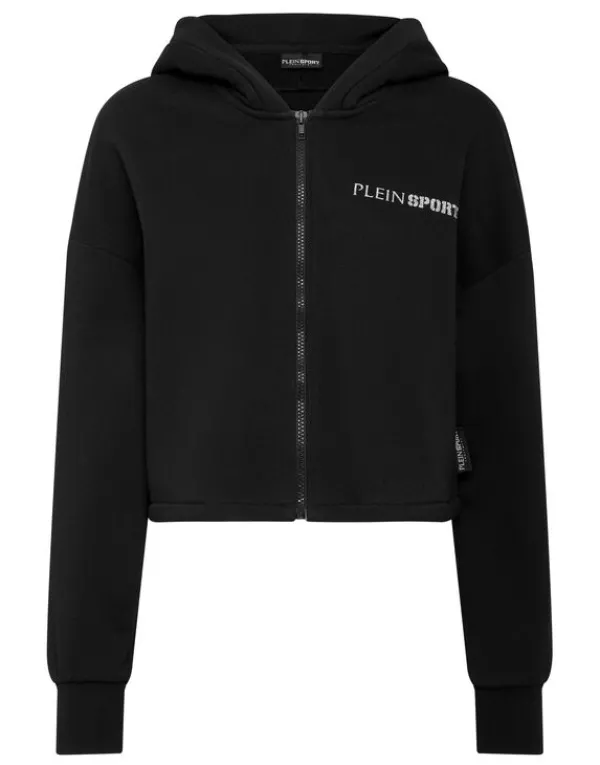 Philipp Plein Cropped Hoodie Sweatjacket Scratch black Best
