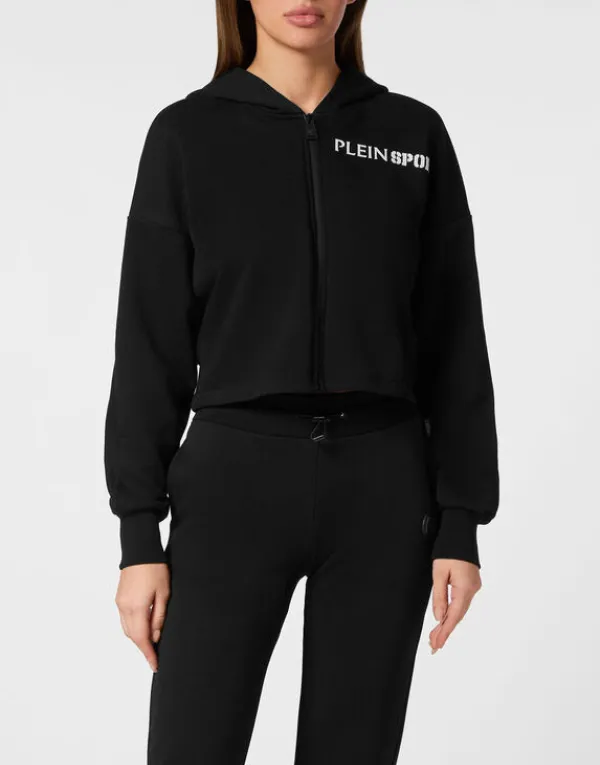 Philipp Plein Cropped Hoodie Sweatshirt Tiger black Fashion