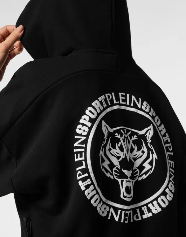 cropped_hoodie_sweatshirt_5-3.webp Philipp Plein Cropped Hoodie Sweatshirt Tiger black Fashion