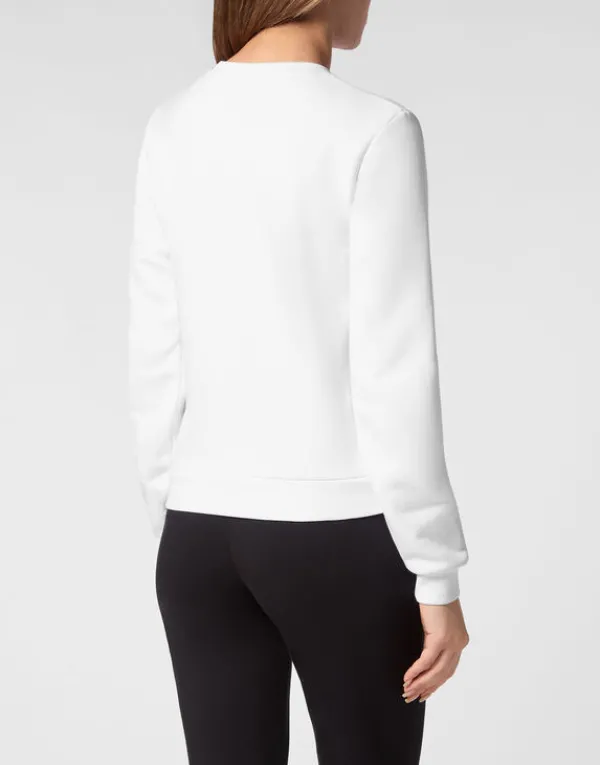 cropped_roundneck_sweatsh_2-1.webp Philipp Plein Cropped Roundneck Sweatshirt white Discount