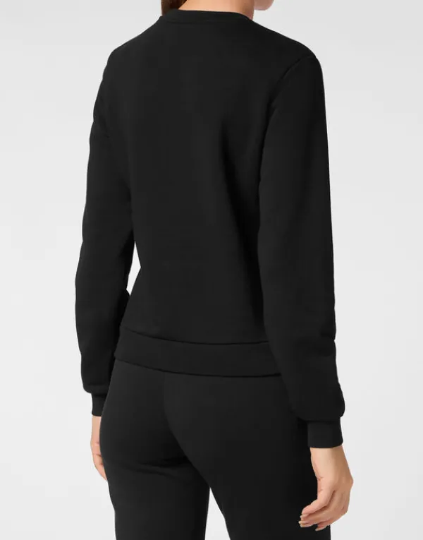 cropped_roundneck_sweatsh_2.webp Philipp Plein Cropped Roundneck Sweatshirt black Outlet