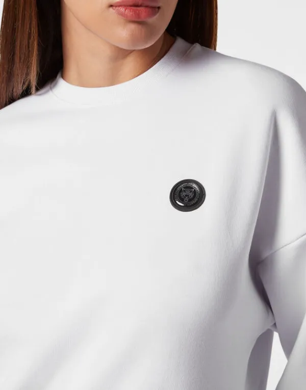 cropped_sweatshirt_ls_gli_5.webp Philipp Plein Cropped Sweatshirt LS Glitter white Outlet