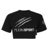 Philipp Plein Cropped T-shirt Round Neck Scratch black Online