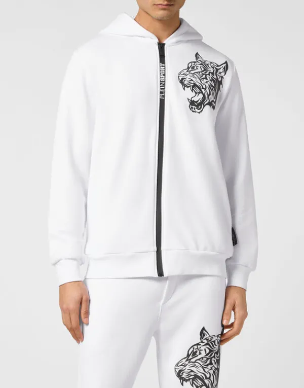 Philipp Plein Hoodie Sweatjacket white Outlet