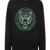 Philipp Plein Hoodie Sweatshirt Tiger black+greenfluo Outlet