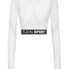 Philipp Plein Jogging Cropped Top LS Multicut white Outlet