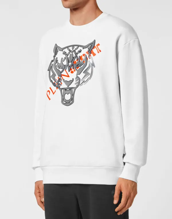 Philipp Plein Longsleeve Sweatshirt Tiger white Outlet
