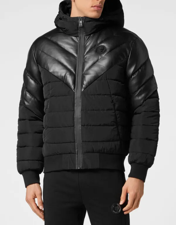 Philipp Plein Nylon Puffer Jacket black Clearance