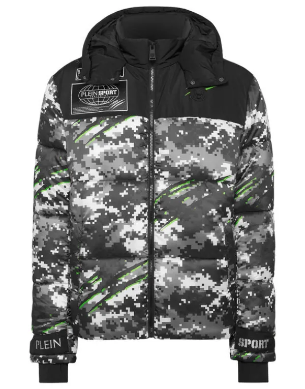 Philipp Plein Nylon Puffer Jacket Pixel black Clearance