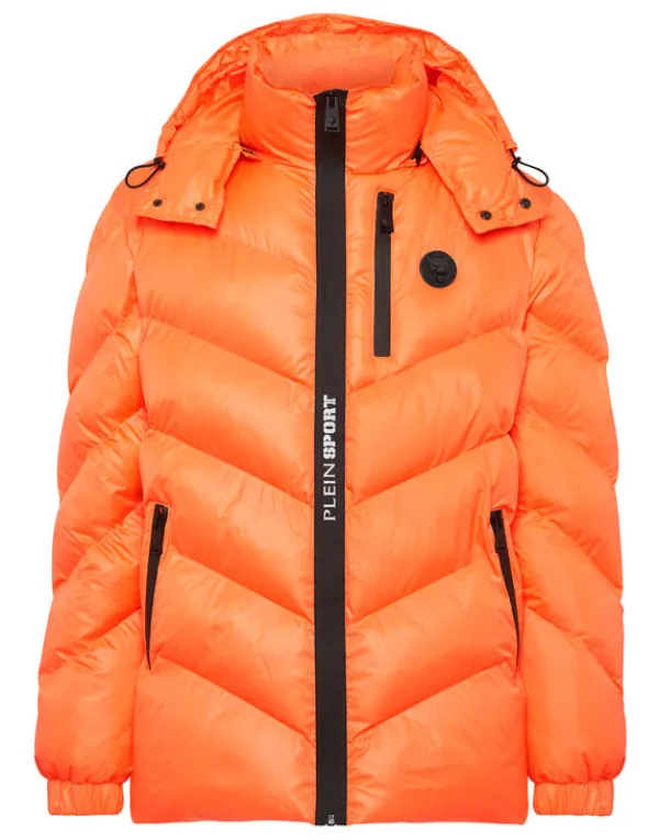 Philipp Plein Nylon Puffer Jacket Tiger Orangefluo Online