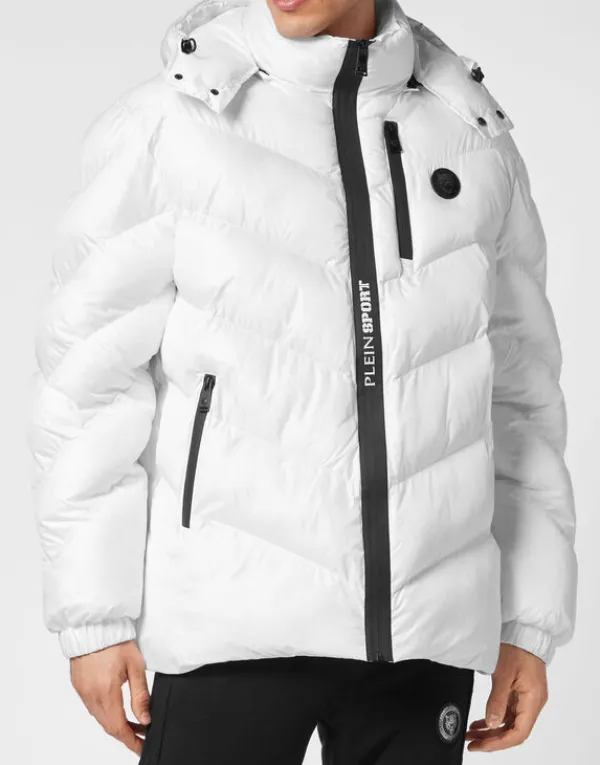 Philipp Plein Nylon Puffer Jacket Tiger white Best