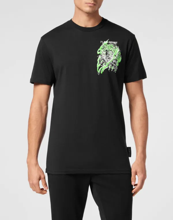 Philipp Plein Plein Sport Cotton T-shirt Round Neck SS Tiger black/yellowfluo New
