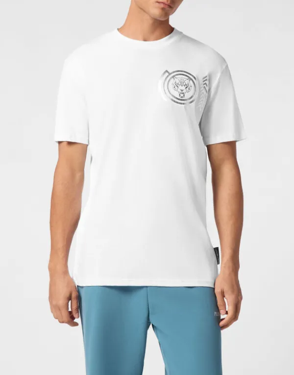 Philipp Plein Plein Sport Cotton T-shirt Round Neck SS Lamina Tiger white/silver Fashion