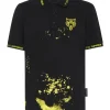 Philipp Plein Polo Shirt SS Tiger black/yellowfluo Discount