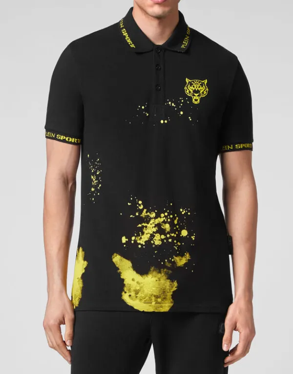 Philipp Plein Polo Shirt SS Tiger black/yellowfluo Discount