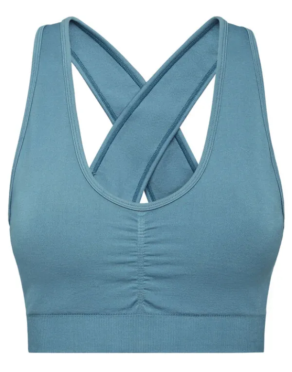 Philipp Plein Seamless Wide Straps Sport Bra Logo petrol Hot