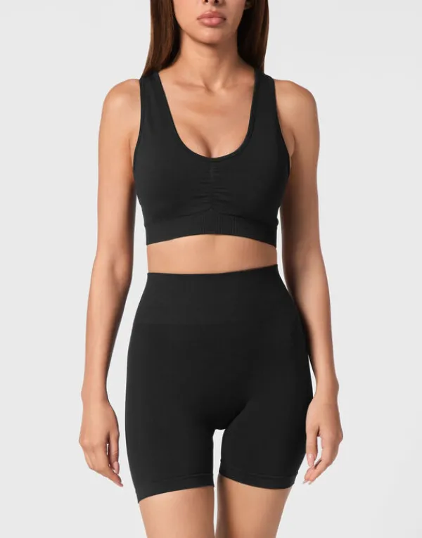 Philipp Plein Seamless Wide Straps Sport Bra Logo black Hot