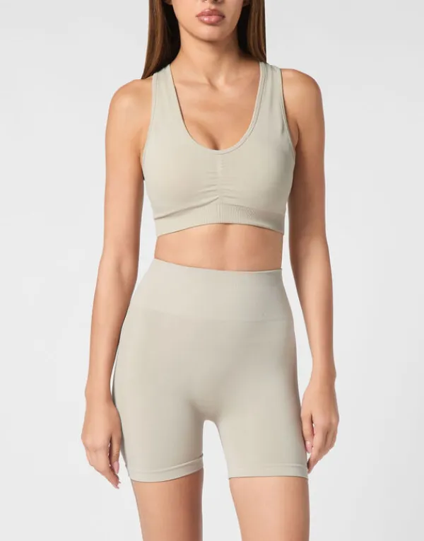 Philipp Plein Seamless Wide Straps Sport Bra Logo darkgrey Clearance