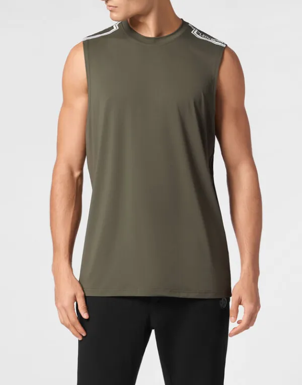 Philipp Plein Sleeveless T-shirt Round Neck SS Military Online