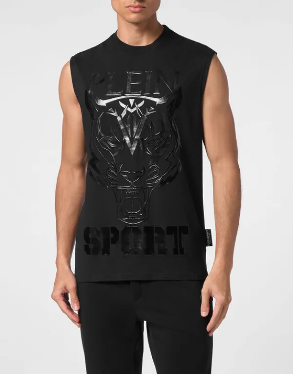Philipp Plein Sleeveless T-shirt Round Neck SS Tiger black New