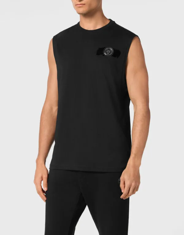 Philipp Plein Sleeveless T-shirt Round Neck black Sale