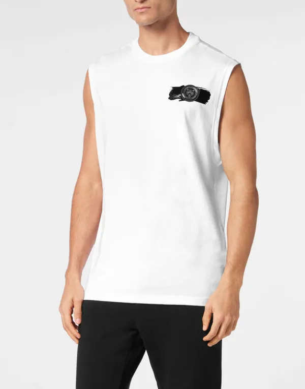 Philipp Plein Sleeveless T-shirt Round Neck white Fashion