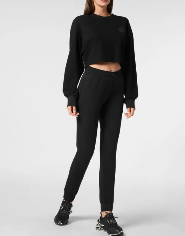 sponge_cropped_sweatshirt_3.webp Philipp Plein Sponge Cropped Sweatshirt Round Neck LS black New