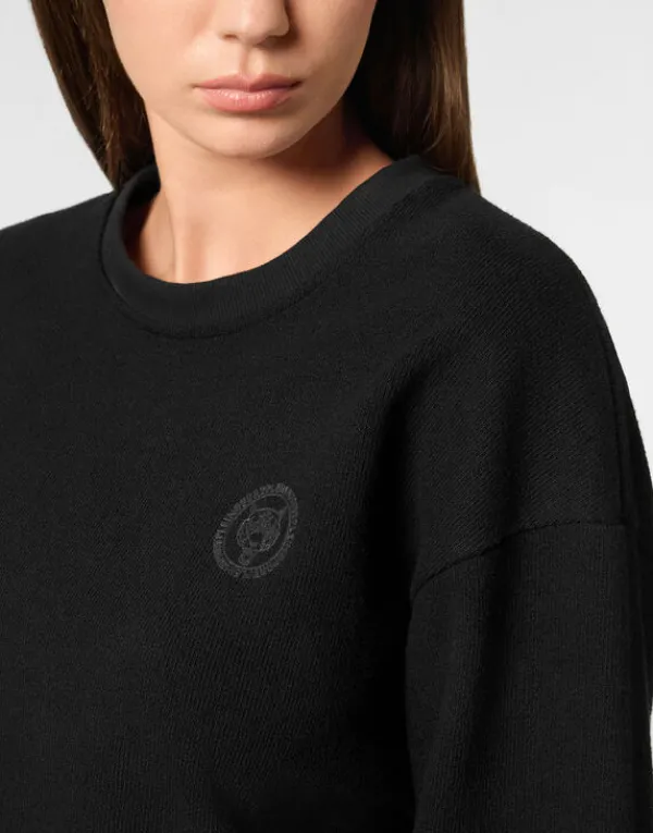 sponge_cropped_sweatshirt_4.webp Philipp Plein Sponge Cropped Sweatshirt Round Neck LS black New