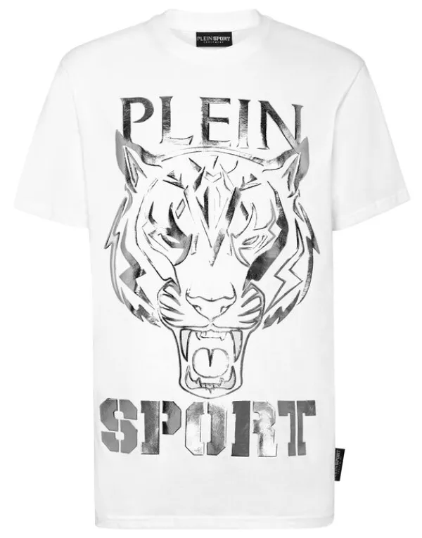 Philipp Plein T-shirt Round Neck SS Tiger white/silver New