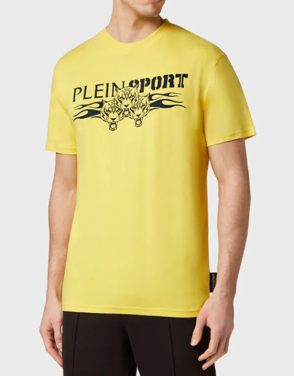 Philipp Plein T-shirt Round Neck SS Tiger YellowFluo/Black Sale