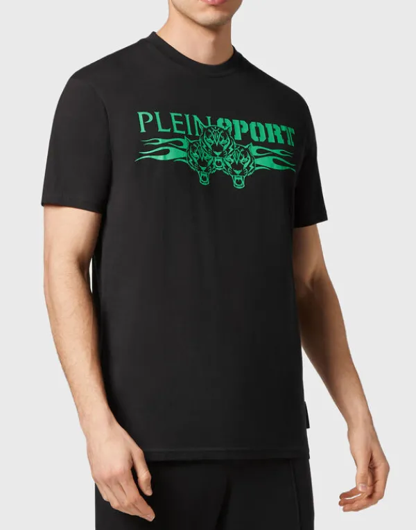 Philipp Plein T-shirt Round Neck SS Tiger black+greenfluo Outlet