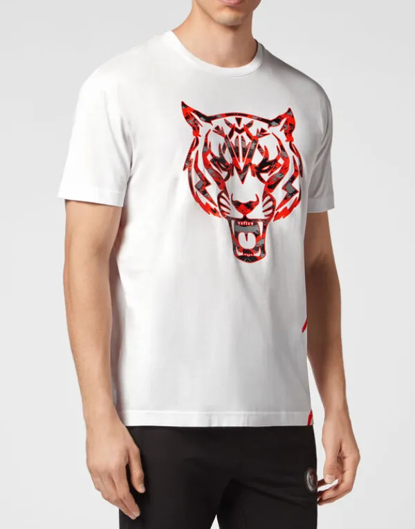 Philipp Plein T-shirt Round Neck Tiger white New